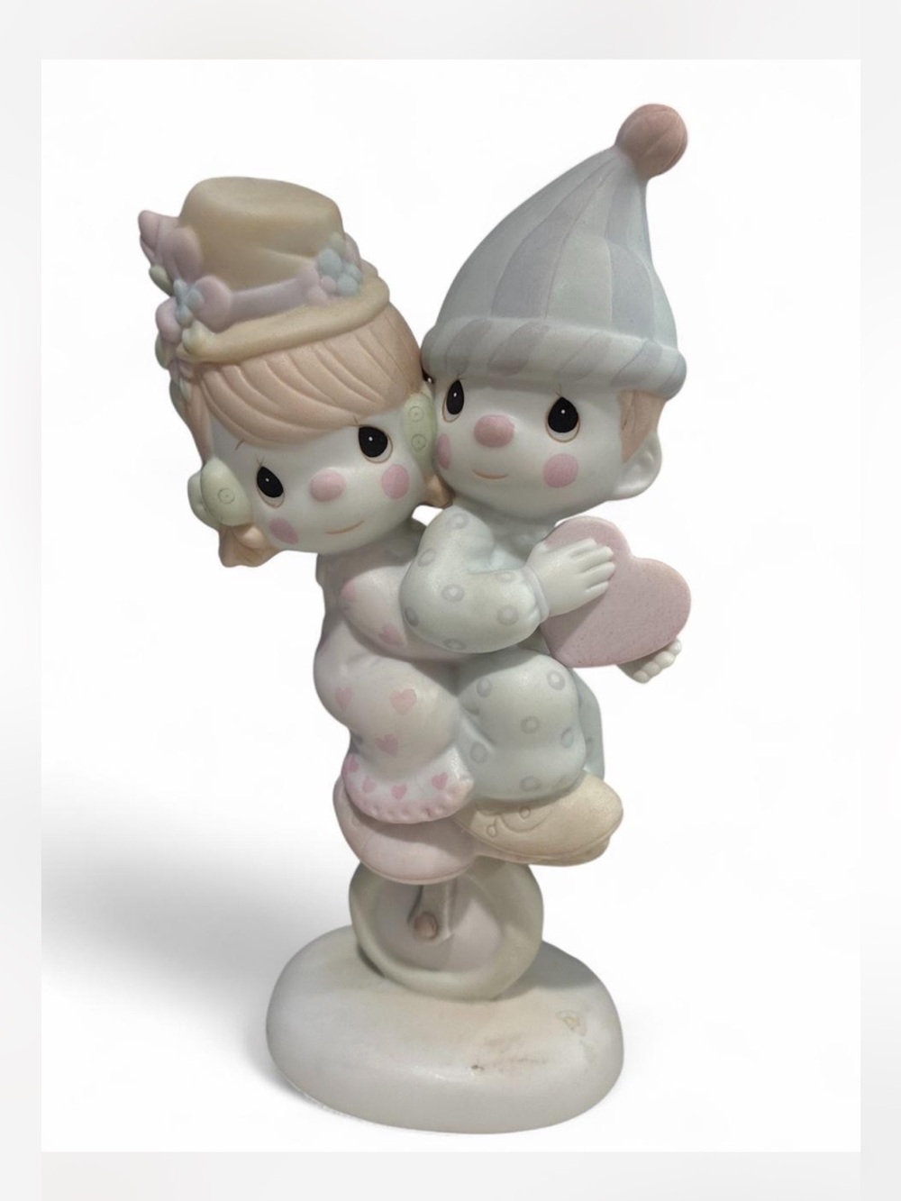 1986 Precious Moments Pastel Couple Holding Heart Figurine